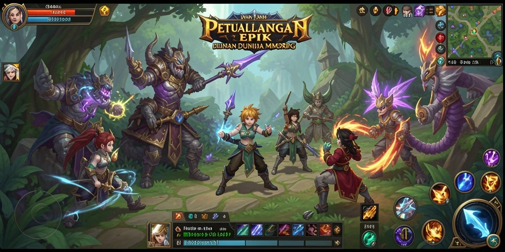 Screenshot gameplay mengesankan dari 3446 yang menunjukkan dunia MMORPG.