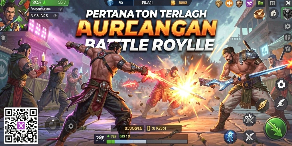 Screenshot gameplay menampilkan aksi intens dalam Battle Royale.