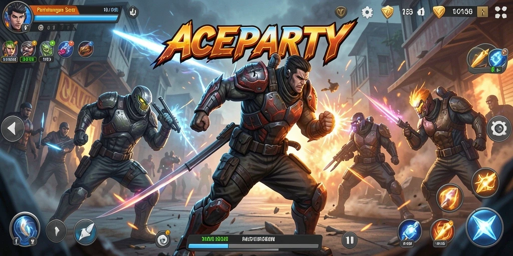 Tampilan seru gameplay di ACEPARTY dengan karakter beraksi.
