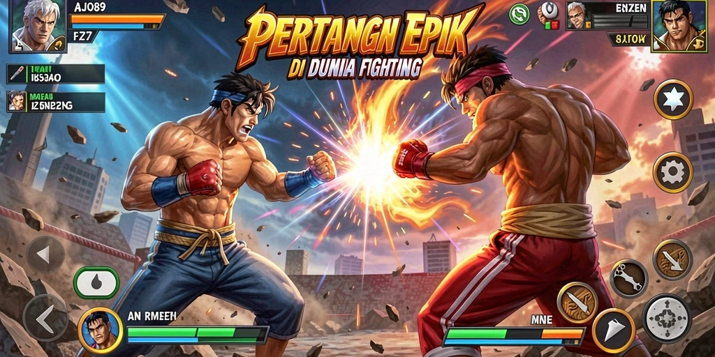 Tampilan gameplay seru dalam AJO89 dengan pertarungan dinamis.