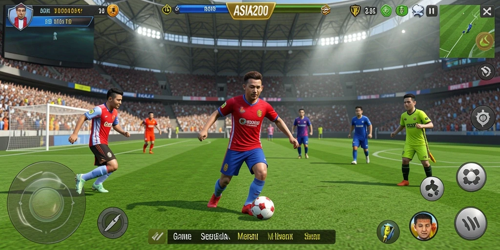 Gameplay seru dan mendebarkan dalam ASIA200 di lapangan sepak bola.