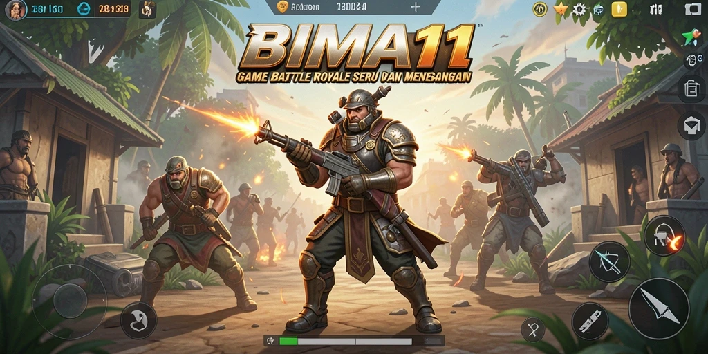 Screenshot BIMA11 yang menampilkan aksi bertarung yang intens di medan perang.