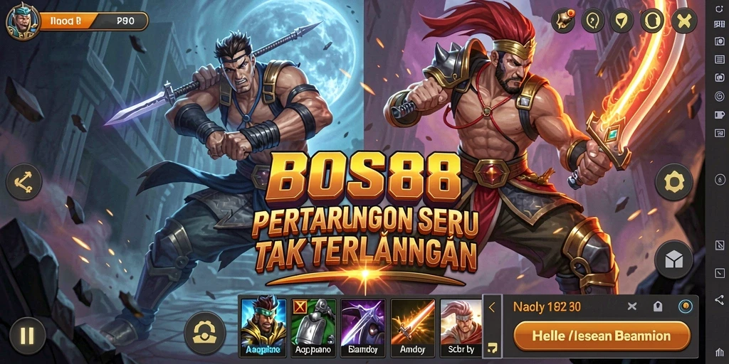 Tangkapan layar menampilkan aksi pertarungan penuh adrenalin di BOS88.