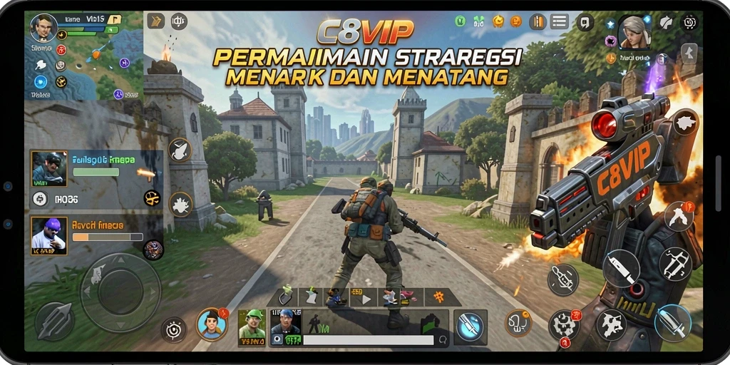 Tangkapan layar utama C8VIP menampilkan momen intens gameplay strategi.