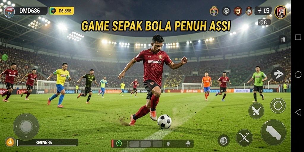 Screenshot DMD686 menampilkan aksi seru permainan sepak bola.