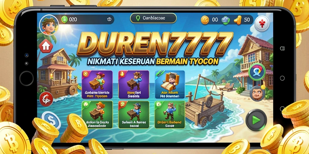Tampilan gameplay DUREN777 yang menampilkan pengelolaan bisnis Tycoon.