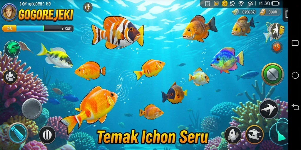 Screenshot utama GOGOREJEKI yang menampilkan gameplay Tembak Ikan.