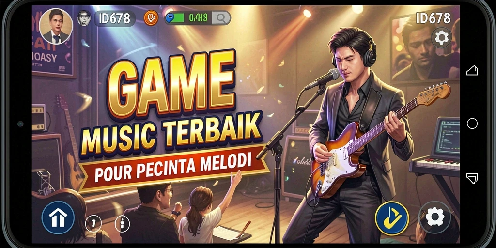 Tampilan utama dari ID678 dengan gameplay menarik dan lagu-lagu populer.