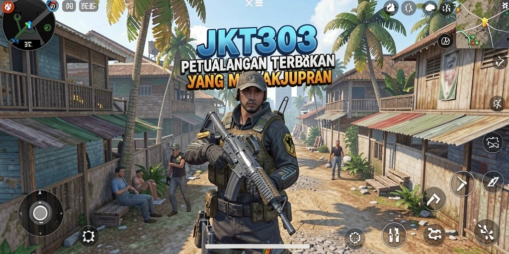 Tampilan gameplay JKT303 di dunia terbuka yang luas.