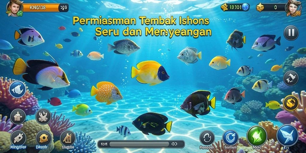 Gameplay seru dalam game Tembak Ikan KING138 dengan berbagai ikan yang menarik.