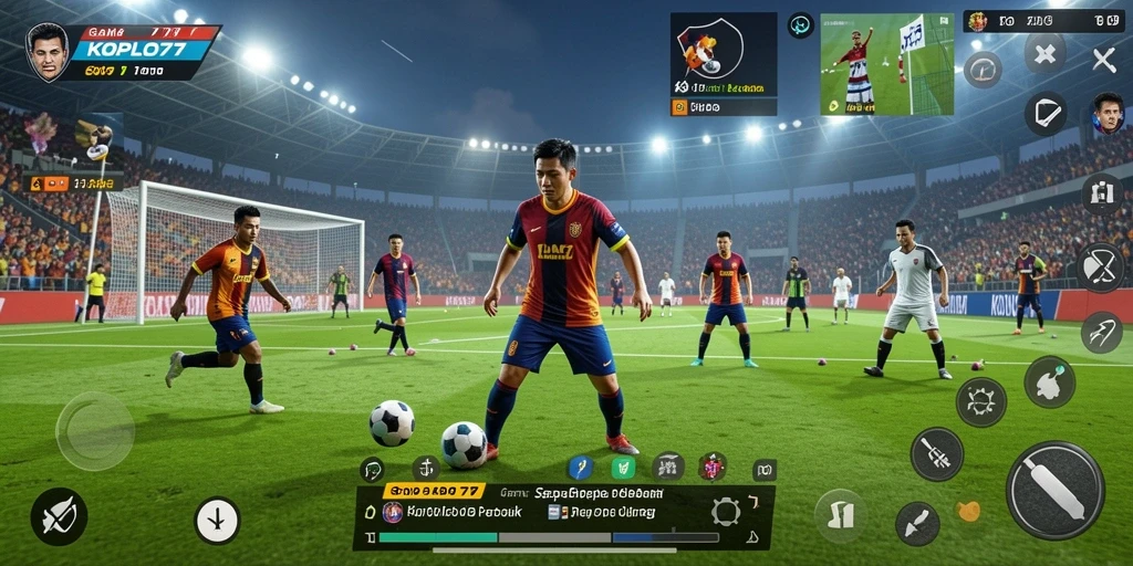 Screenshot KOPLO77 menampilkan aksinya di lapangan sepak bola.