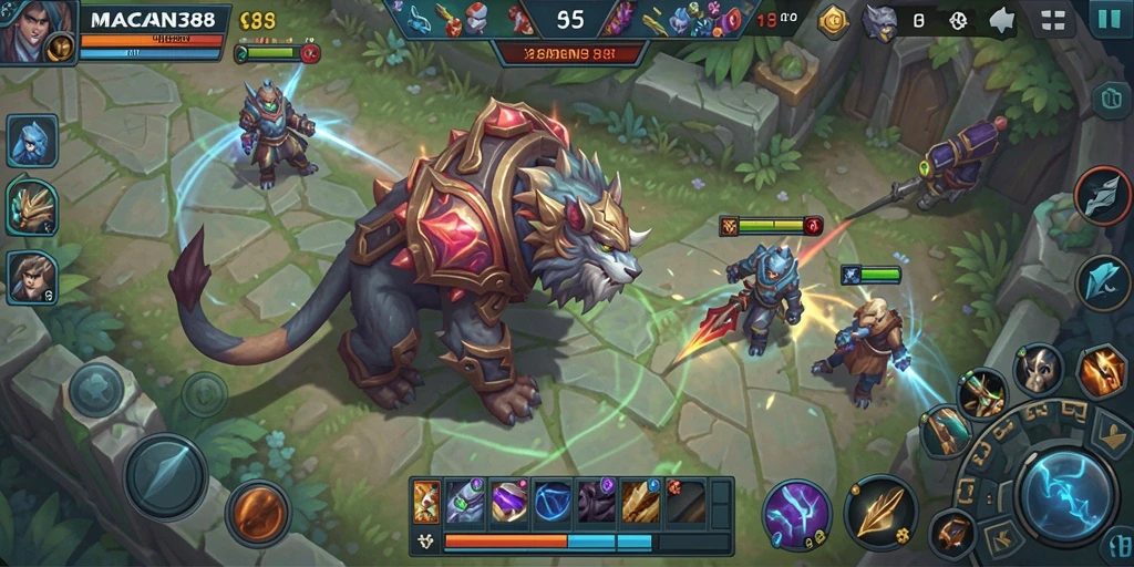 Gameplay MOBA seru dengan aksi tim yang memukau.