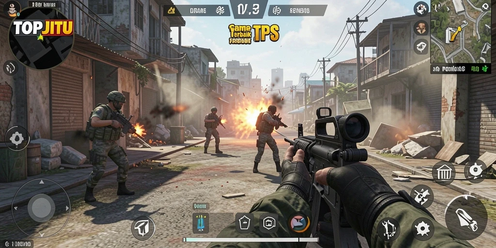 Screenshot menunjukkan aksi seru dalam gameplay TPS.