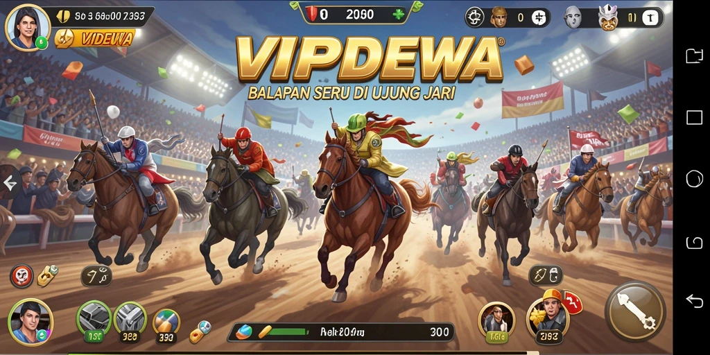 Screenshot gameplay VIPDEWA menunjukkan aksi balapan yang seru dan mendebarkan.