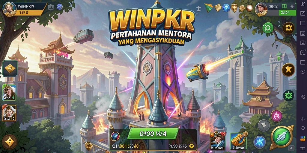 Tampilan gameplay WINPKR yang menegangkan dalam Tower Defense.