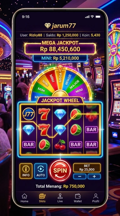 Tampilan aplikasi jarum77 yang sederhana dan menarik.
